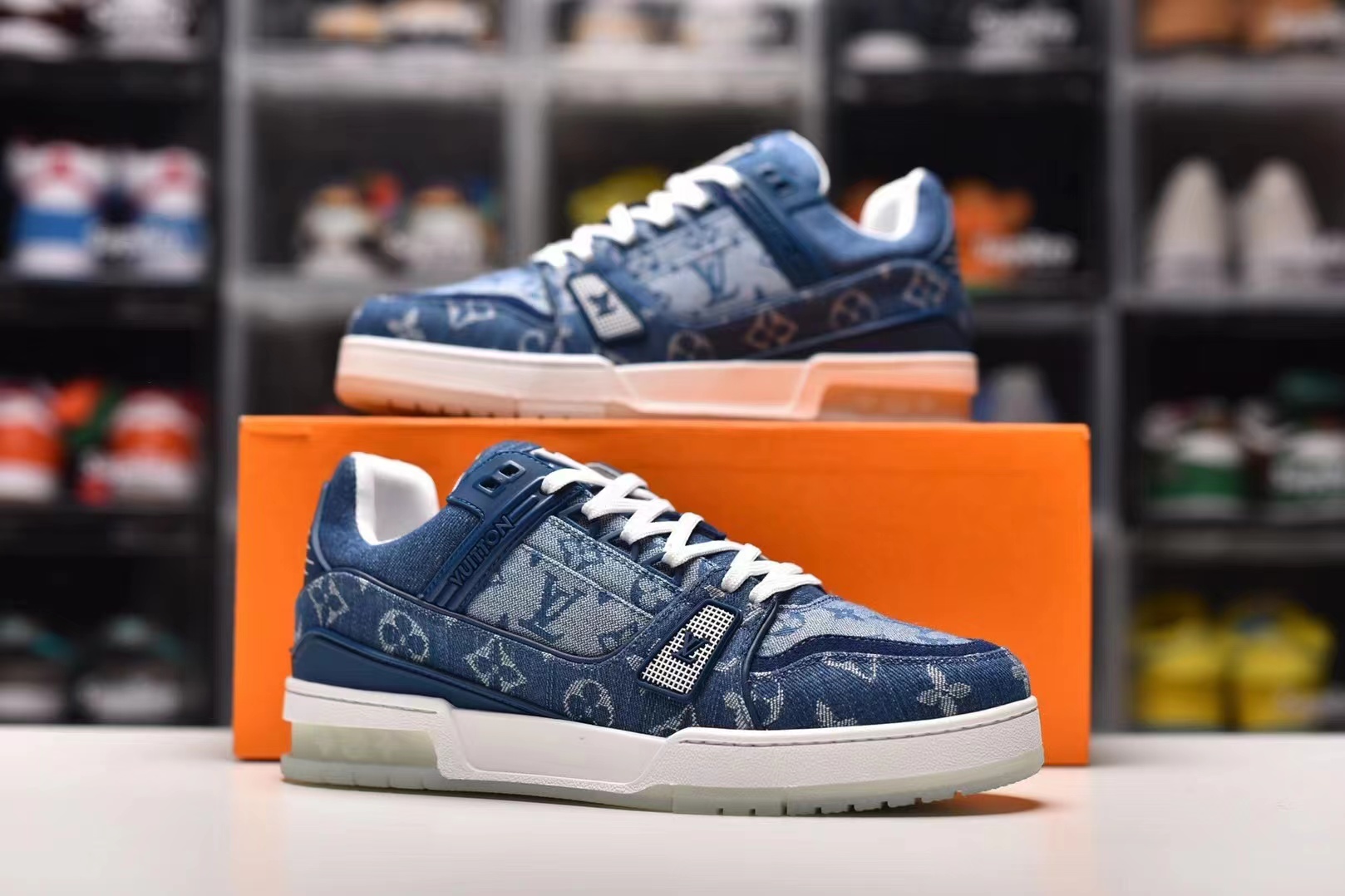 LV Trainer Sneaker Denim Blue